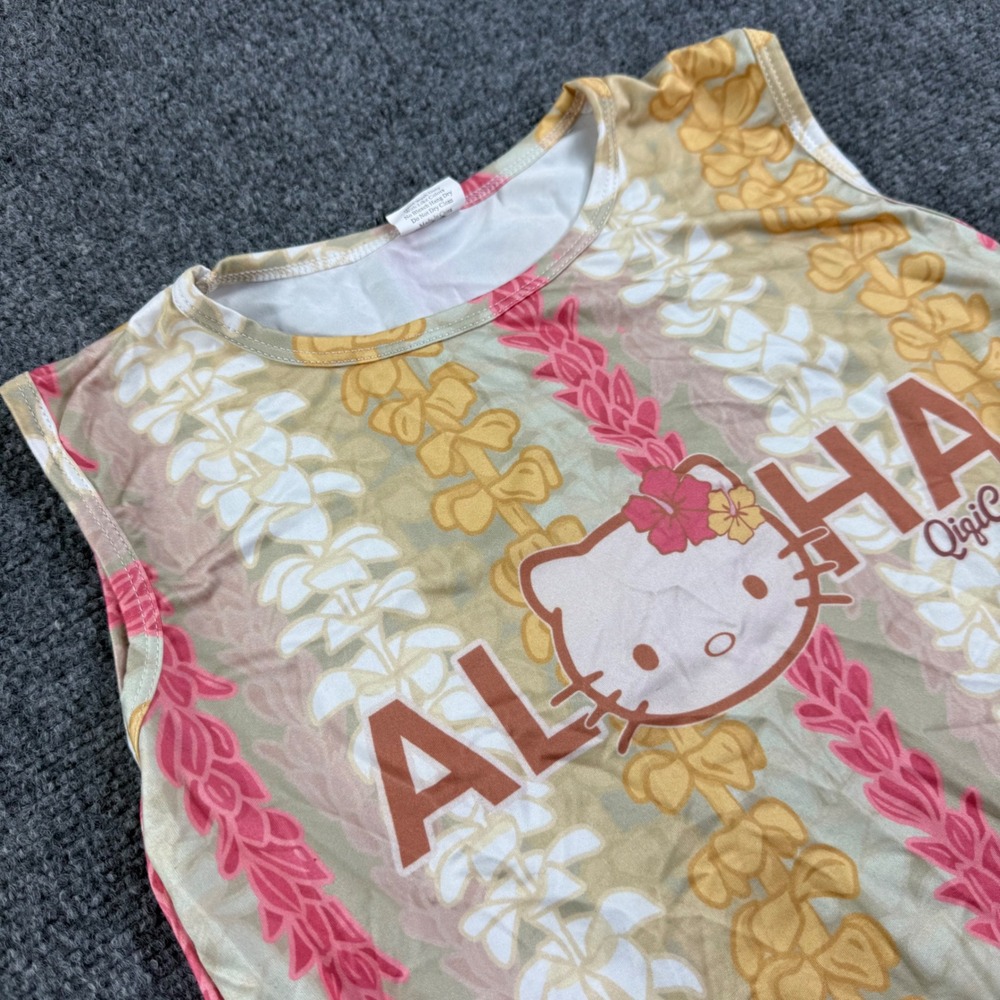 Qiqi Couture Hello Kitty Pajama Set 10-12T Pink Tan Aloha Tropical Kids
